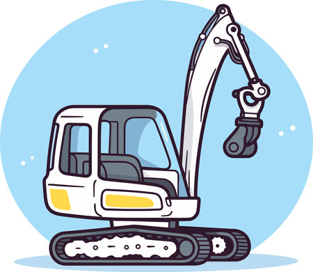 Construction Excavator Machine Vector Design with Detailed Componentsのイラスト素材