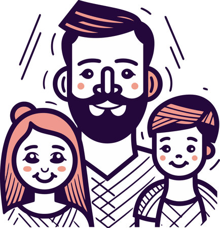 Proud Family Vector Illustration Proudly Smilingのイラスト素材