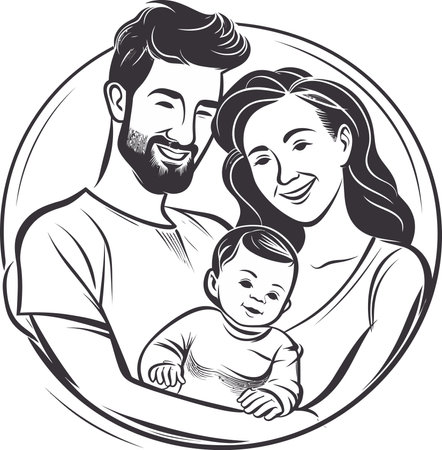 Harmonious Family Vector Illustration Harmoniously Entwinedのイラスト素材