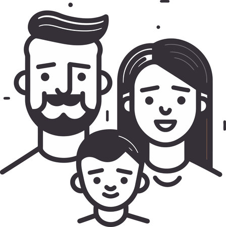 Serene Family Vector Illustration Serenely Joyfulのイラスト素材