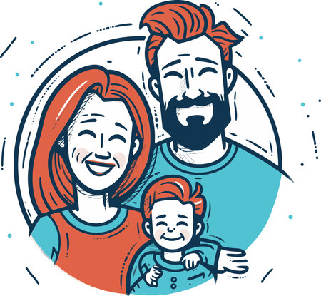 Welcoming Family Vector Illustration Warmly Welcomed in Jubilationのイラスト素材