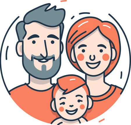 Dynamic Family Vector Illustration with Dynamic Joyfulnessのイラスト素材