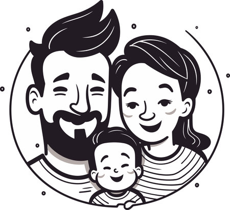 Supportive Family Vector Illustration Supportively Joyfulのイラスト素材