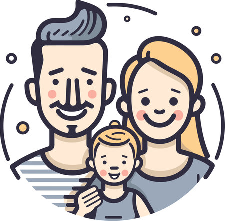Happy Family Vector Illustration Happily Celebrating Togethernessのイラスト素材