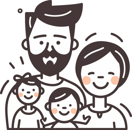 Harmonious Family Vector Illustration Harmoniously Celebrating Unityのイラスト素材