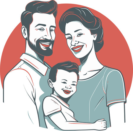 Dynamic Family Vector Illustration with Dynamic Celebrationのイラスト素材