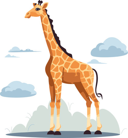 Giraffe with Vintage Retro Label Logo Vector Illustrationのイラスト素材