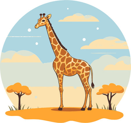 Giraffe Close-Up with Paint Splatters Vector Illustrationのイラスト素材