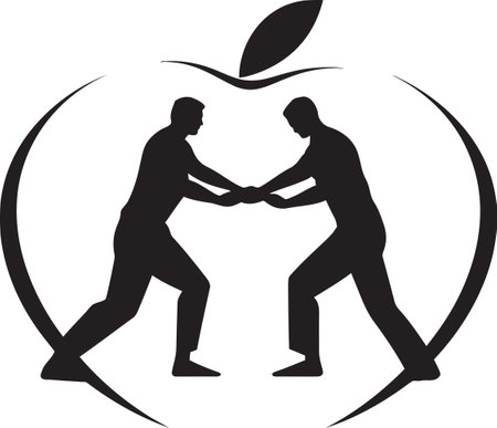 Two Men Practice Judo Throws Vector Graphicのイラスト素材