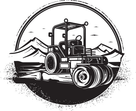 Vector Artistry in Asphalt Construction Roller Illustrationsのイラスト素材