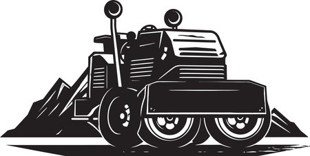 Vector Graphics Showcasing Asphalt Roller in Actionのイラスト素材