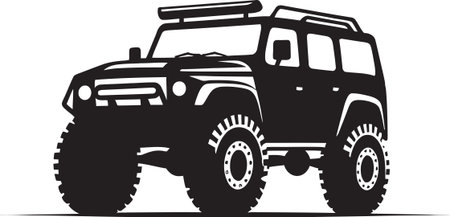 Vector Illustration of a 4x4 SUV Off Roadingのイラスト素材