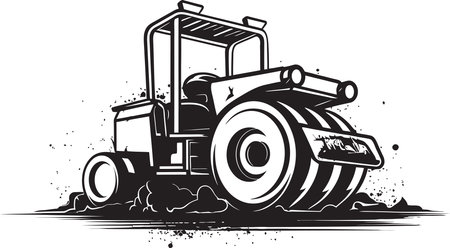 Precision Engineering Depicted Asphalt Roller Vector Graphicsのイラスト素材