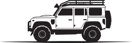 Vector Drawing 4x4 SUV in the Mountainsのイラスト素材