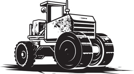 Vector Graphics Showcasing Asphalt Roller in Actionのイラスト素材