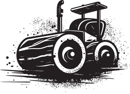 Vector Illustration of Asphalt Compactor Precision in Pavingのイラスト素材