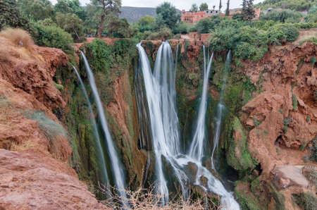 Closeup of Ouzoud Waterfalls located in the Grand Atlas village of Tanaghmeilt, in the Azilal province in Morocco, Africaの写真素材
