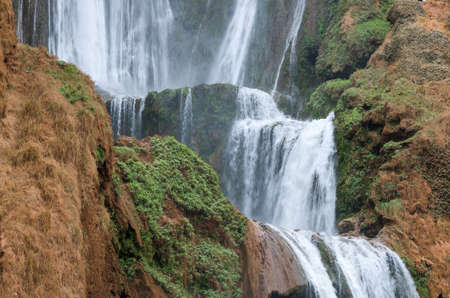 Closeup of Ouzoud Waterfalls located in the Grand Atlas village of Tanaghmeilt, in the Azilal province in Morocco, Africaの写真素材