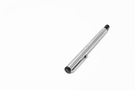 one metal pen isolated on white backgroundの写真素材
