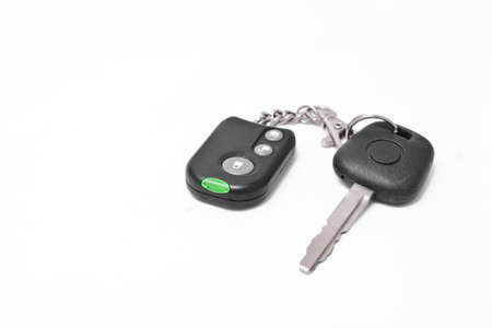 Car key with pager alarm isolated on white backgroundの写真素材