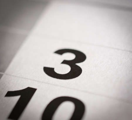 close up black white calendar three number