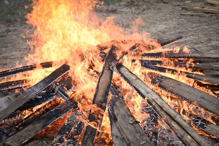 big fire place in nature on home placeの写真素材