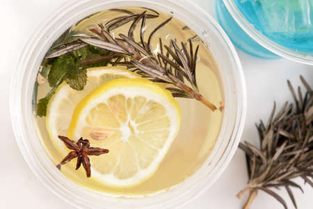 Lemonade, top view, healthy drinkの写真素材