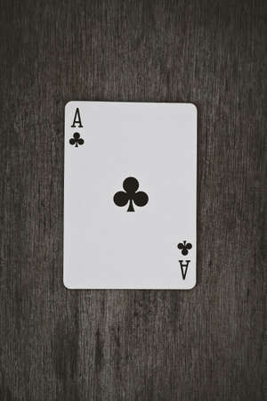 Playing cards ace of clubs close upの写真素材