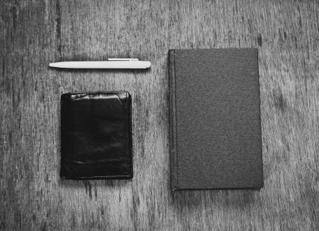 wallet pen and notebookの写真素材