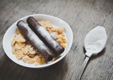 Cereal bowl with milkの写真素材