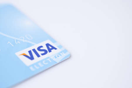 MINSK, BELARUS - February 22, 2017. visa card on white. financial pay and buy abstractのeditorial素材
