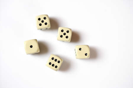 Gambling dices isolated on white backgroundの写真素材
