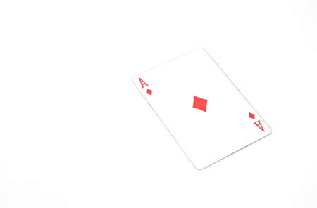 playing cards horizontal size. ace of diamonds on white background, copyspace. luck abstractの写真素材