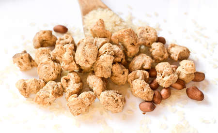 Textured vegetable protein, soy meat for a vegetarian diet. Studio Photoの写真素材