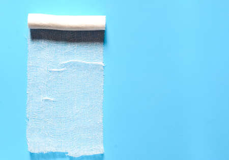 medical bandage on a blue background, copyspaceの写真素材