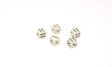White dice isolated on white background. game abstract.