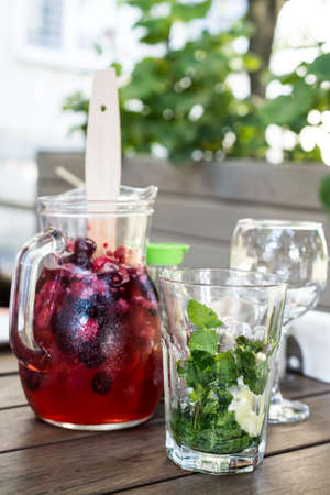 empty glasses after mojito drinkの写真素材