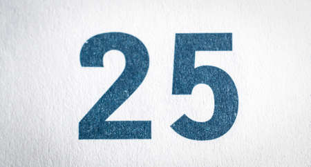 twenty five calendar date close up top viewの写真素材