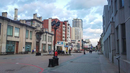Yekaterinburg, Russia, June 2017. The project is traveling in Russia. Pedestrian street in the center of Yekaterinburg.のeditorial素材