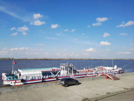 Russia, Nizhny Novgorod - May, 2018: Volga river viewのeditorial素材