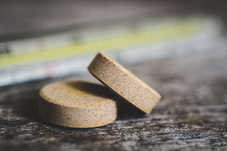 two brown pillsの写真素材