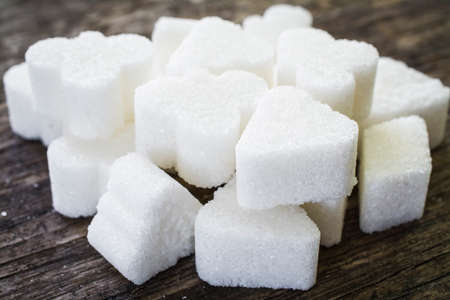 sugar cubes figure on the table close up