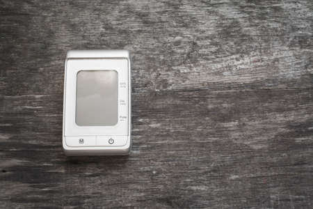 device for measuring human pressure on the table, top view with copyspace