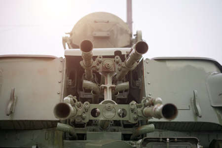 Soviet old Artillery 23 mm ZSU gun from the World War II age.