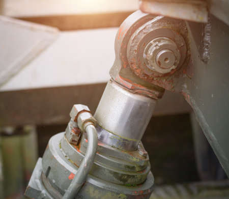 hydraulic part ore detail military machine closeupの写真素材