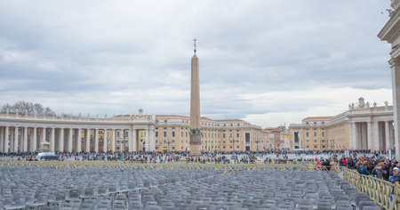 Vatican City, Rome, Italy - February 16, 2015: Vatican square landscape view places for pilgrims