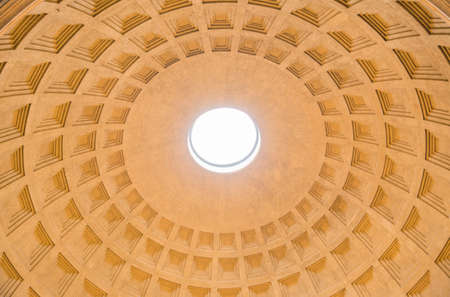 Rome, Italy - February 23, 2019: Dome of the Pantheon Temple in Rome, Italy. Famous turist landmarkのeditorial素材