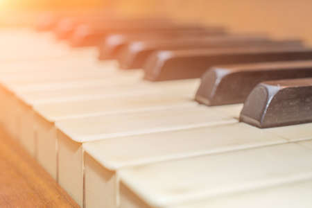 Vintage piano keys close up background, music conceptの写真素材