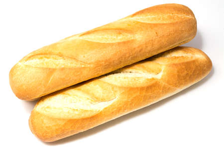 Mini baguettes on isolated white background studio photoの写真素材