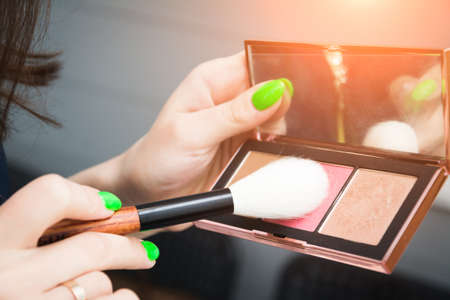 Mineral powder foundation with brush, beuty and fashion concept